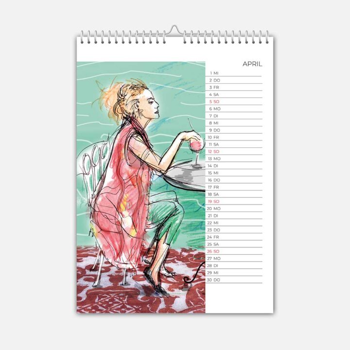 Modezeichnung April 2025 von Ewa Kuich – verspielte Kleider von Kleider von Ewa Kuich.